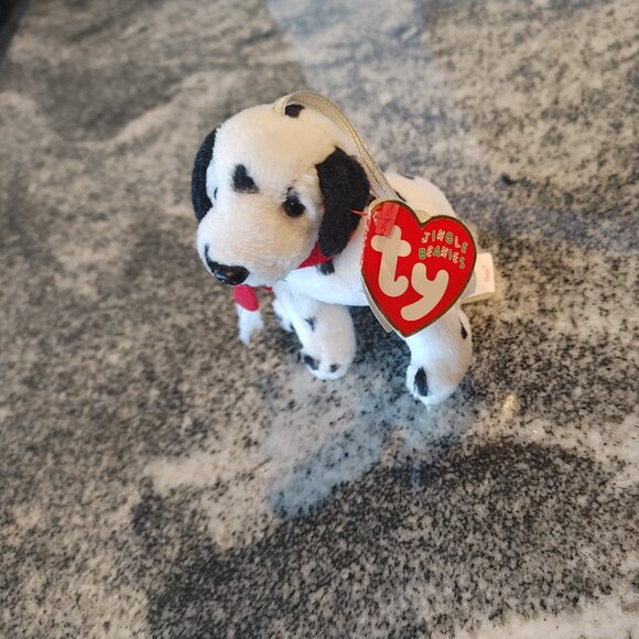 Retired 2002 Jingle Beanie Baby Dizzy, Dalmatian Dog, Christmas Toy - Rattle - Picture 5 of 15